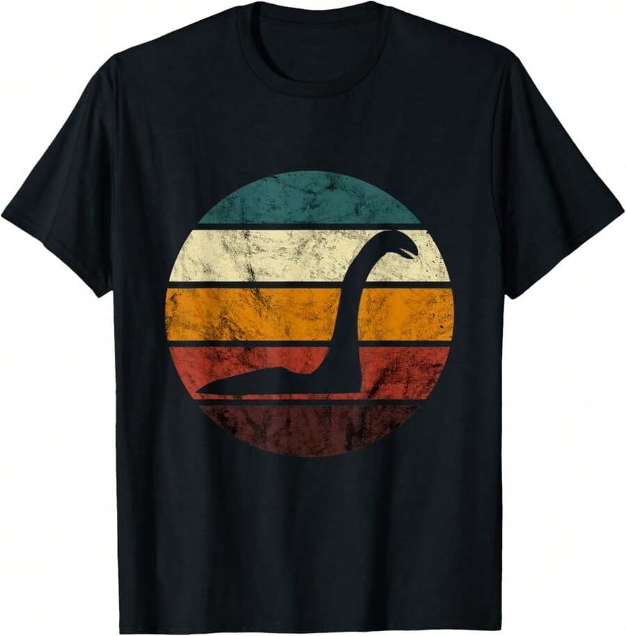 Camiseta del Monstruo del Lago Ness, Retro Monstruo del Mar del Lago Ness, Nessie - Negro - Ver 1