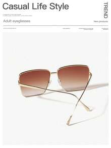 1 件女士优雅复古方形时尚眼镜，适合旅行、度假、户外佩戴，金属全框 - 彩色 - 查看 6