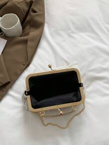 1pc Blue Bowknot Decor Nylon Party Clutch Bag For Women