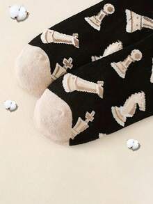 1 Pair Fashionable Mid-Calf Socks, Suitable For Chess Enthusiasts, Essential For Autumn - Multicolor - View 2