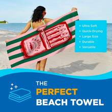 1 件沙丁鱼速干沙滩巾 - 柔软、吸水、轻便，带有有趣的卡通沙丁鱼罐头设计 - 非常适合游泳、冲浪、露营和旅行必需品、冲浪配件 - 珊瑚橙 - 查看 9