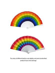 4pcs-Rainbow Folding Fan, Handheld Pride Festival Fan, Folding Fan Plastic Colorful Rave Fan, Women Men Rainbow Pride Party Decoration, Parties Festival Events Dance Supplies, Home Decoration, Party Decoration, Halloween Decoration, Backtoschool Gifts - Multicolor - View 10