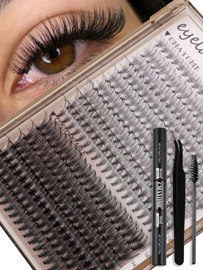 DIY Fluffy & Curly Cluster False Lashes Kit With D Curl, 300PCS Mixed Style Lash Clusters In 10-18mm, Dramatic Look Beginner Eyelash Set, Reusable With Glue, Includes Lash Brush, Tweezers & Applicator Tools Lash Clusters Kit, Lashes, Eyelashes, Fake Lashes