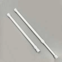 2件白色无孔伸缩杆30-50cm窗帘杆阳台晾衣杆门帘杆可拆卸免安装单杆浴帘杆浴室装饰