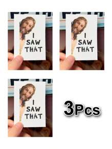 1/3pcs "I SAW THAT" Hippie Decal Stickers, Cartoon Retro Stickers, Decorate Your Laptop, Water Bottle, Journal, Skins, Guitars, Helmets, Office Supplies, School, Skateboards, Luggage, Water Bottle, And Other Funny Aesthetics Decal