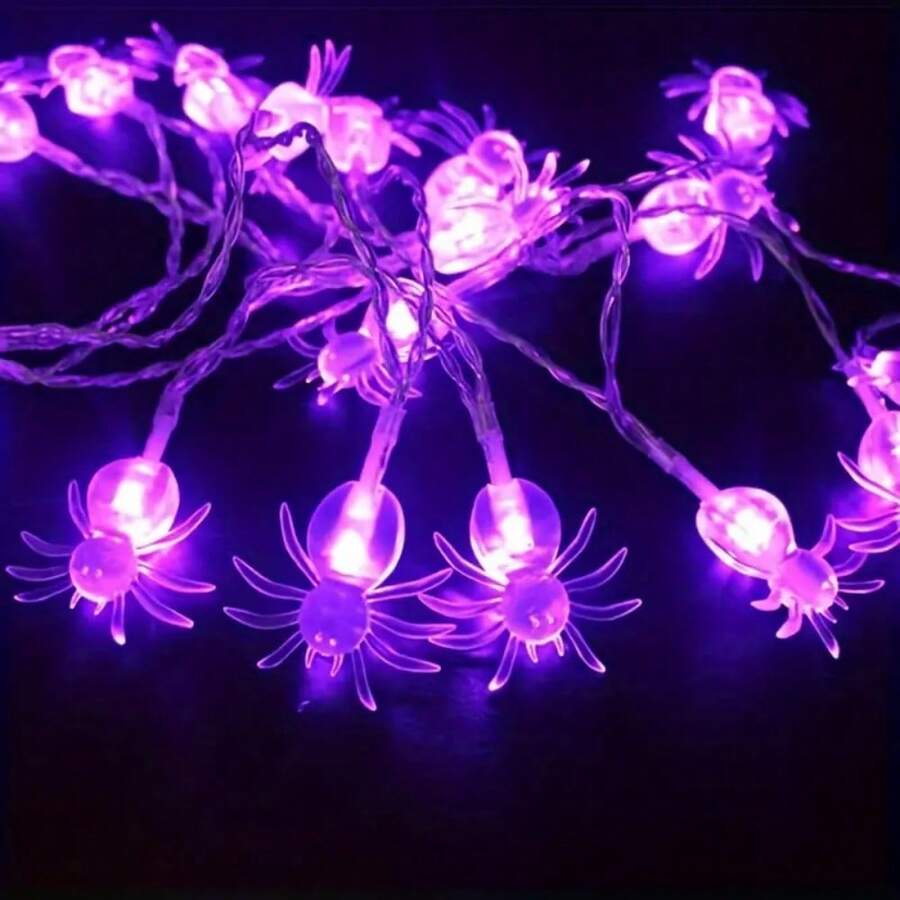 1PC 1.5M10LED/3M20LED Battery Box Halloween Spider Light String, Not Including Battery, Suitable For Halloween, Autumn Harvest, Parties, Room Decoration Halloween Decor Light Home Decor Party Decor Halloween Decoration Room Decor Halloween Garden Decor For Gift Fairy - Halloween Spider Light String - View 1