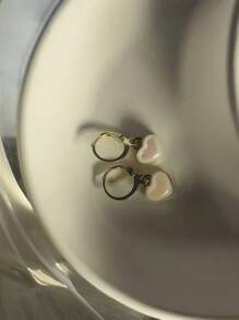 1 Pair Fashion Faux Pearl Heart-Shaped Drop Earrings (Colorful)