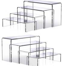 1 Set Of 8pcs Or 4pcs Large Clear Acrylic Risers, Transparent Rectangular Acrylic Display Stands, Decorative Cascading Display Rack, U-Shaped Acrylic Display Shelves, Cosmetic & Jewelry Display Stands - Multicolor - View 1