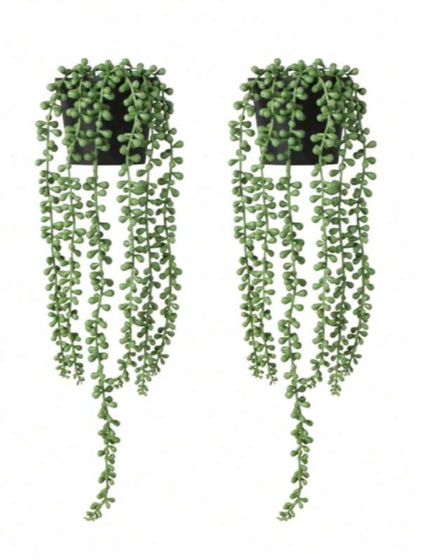 2pcs Artificial Hanging Plants, Wall Mounted Planter Holder Decor, For Indoor Outdoor Living Room Shelves
