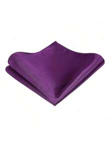 1 Set Men Solid Color 8cm Necktie & Pocket Square Set, Satin Tie And Handkerchief Suit, Business Tie Men Necktie