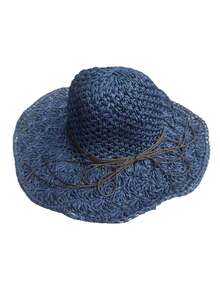 1 pieza Sombrero de paja de moda para mujer, sombrero de verano tejido a mano, ala ancha, estilo coreano, correa con lazo plegable, sombrero protector solar para playa y pesca, accesorio de viaje y vacaciones como regalo