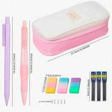 Lápices mecánicos estéticos de gran capacidad para material escolar en una caja de lápices, lápices mecánicos pasteles de 0.5mm, 0.7mm, 0.9mm con tubos de minas de recambio, borradores para escribir, dibujar y hacer bocetos, artículos de papelería para volver al colegio