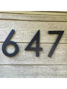 Números de dirección modernos en 3D, negros e impermeables - Placas de puerta exteriores de fácil instalación para el hogar, el garaje y el buzón, de 8" | Plástico resistente, resistente a la intemperie, fácil instalación, decoración moderna del hogar, señalización resistente a la intemperie | Placas de dirección modernas | Números resistentes a la intemperie, decoración de pared exterior