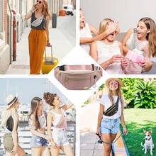 Entchin Fanny Pack Women Men,Crossbody Belt Bag With 4-Zipper Pockets,Adjustable Waist Bag Pack,One Of Most Popular Travel Essential Gifts Walking,Traveling,Cycling - 粉色 - 查看 7
