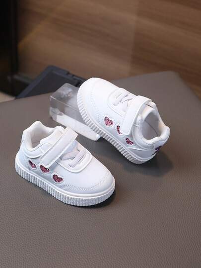 1 Pair Kids' Casual Daily Commute Fashion Simple Sneakers, Soft Bottom Comfortable Toddler Walking Shoes, Little White Shoes