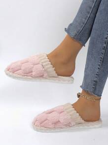 Women's Fluffy Criss-Cross Strap Platform Slippers, Comfortable Soft Open Toe Anti-Slip Indoor Slippers, House Slippers