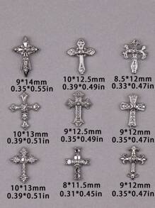 30pcs Punk Cross Nail Decoration Fashion Cool Girl Accessories Gold And Silver Random Mixed Set Nail Supplies Nail Accessories