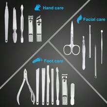 Set de cortaúñas que incluye cortaúñas de manos y pies, kit de manicura y pedicura con 18 piezas de acero inoxidable, kit de cuidado profesional de uñas con estuche de lujo para viaje