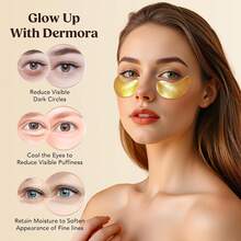 DERMORA Golden Glow Under Eye Patches (20 Pairs Eye Gels) - Rejuvenating Treatment For Dark Circles, Puffy Eyes, Refreshing, Revitalizing, Travel, Wrinkles - 100 Pack - View 3