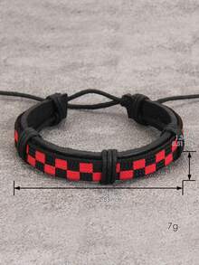 時尚流行男士格子圖案手鍊PU適合珠寶禮物和時尚外觀