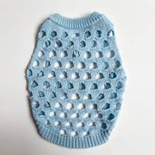1pc Hollow Knit Puppy Sweater, Cat Blue Pet Clothes, Soft & Skin-Friendly, Anti-Shedding, Suitable For Indoor & Outdoor Activities For Cats & Dogs