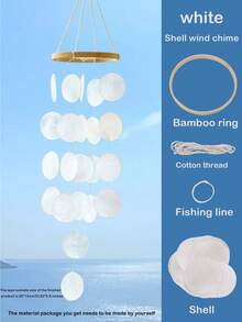 手工制作的户外风铃 28 英寸海玻璃贝壳风铃，适用于户外家居海滩装饰，Capiz 风铃，适用于户外、庭院、家居或花园装饰，送给妈妈的风铃，圣诞节/礼物 - 彩色 - 查看 4