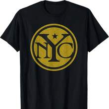 NYC Vintage New York City Retro Yellow Symbol Retro T-Shirt - 黑色 - 查看 1