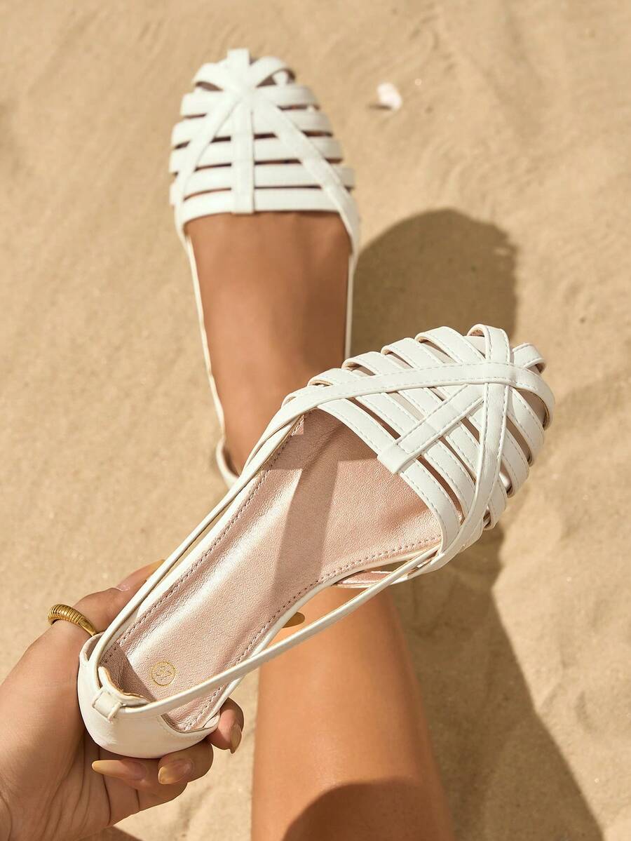 Wide Fit Plus Size Women Flat Sandals (This Style Runs Large, Suitable For Wide Feet) - White - View 1