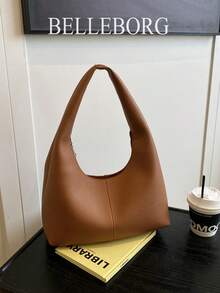 女士休闲简约大容量轻便多功能腋下单肩包 - 棕色 - 查看 5