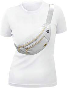 Entchin Fanny Pack Women Men,Crossbody Belt Bag With 4-Zipper Pockets,Adjustable Waist Bag Pack,One Of Most Popular Travel Essential Gifts Walking,Traveling,Cycling - Mini Grey - 查看 9