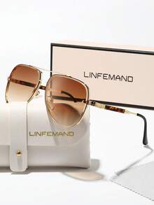 LINFEMAND Elegant Metal Frame Dual-Bridge Fashion Glasses, High-End Business Party Travel Driving Gift For Men & Women - Multicolor - View 6