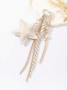 Pentagram Wooden Bead Bag Charm Rope Braided DIY Freely Combinable Bag Accessory