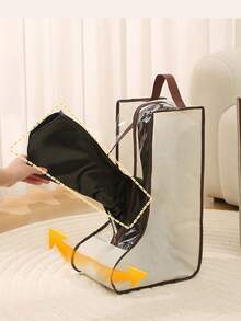 1pc New Creative Fashion Transparent Shoe Boot Dust Cover, Travel Shoe Dust Bag, Large Capacity Waterproof Portable Handheld Boot Storage Bag, Suitable For Storing Tall Boots, Short Boots, Sports Shoes And Other Shoes, Great For Home, School, Dorm, Travel, Beach Shoe Bag Travel Organizer Drawstring Shoes Pouch Shoes Cover Dust-Proof For Men For Women Packing Cubes Travel Essential Cruise Essentials Vacation Essentials