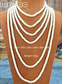 Women's Retro Bohemian Style Turquoise Bead Necklace, Vintage Western Cowgirl Fashion, Suitable For Everyday Wear, Add To Your Jewelry Collection