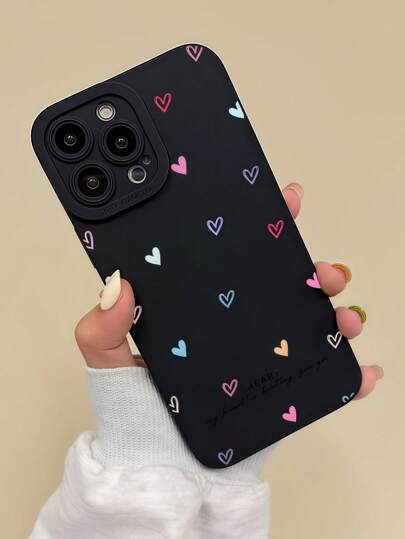 1pc Colorful Heart-Shaped Angel Eye Full Coverage Shockproof TPU Phone Case Compatible With Iphone 16 15 14 13 12 11 Pro Max, Series Waterproof Anti-Fall Scratch Resistant