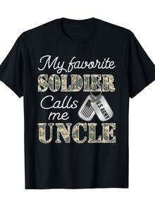 My Favorite Soldier Calls Me Uncle Proud US Army Family T-Shirt - 100% Cotton - 220g - Black - View 1