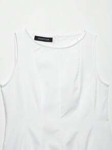 Vestito corto con balze senza maniche, stile swing, per donna primavera, marchio DEEKA