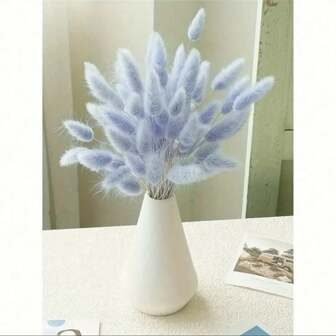 60/100 piezas de Lagurus Ovatus (cola de conejo) seco, de color azul claro y esponjoso, para decoración bohemia del hogar, bodas, mesas de comedor, fiestas campestres, decoración estacional, otoño