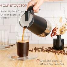 New  6 C Greca Stovetop Pr Maker 10oz, Moka Pot  Cee Percolator Dign, Stainls Steel Stove Top Cee Maker For Camping Or Home, Italian Cee Maker Stovetop, Black Cee Pot - 黑色 6C - 查看 3