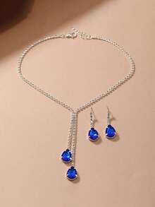 Royal 3pcs Rhinestone Decor Bridal Jewelry Set Valentine's Day Valentines - Silver - View 5