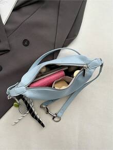 Women's Fashionable Chain Strap Crossbody Bag, Casual Solid Color Shoulder Bag For Work & Daily Used,  Versatile High-Quality Daily Commuting Bag - Yellow - View 8