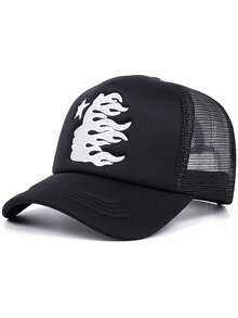 Five-Pointed Star Figure Three-Dimensional Embroidered Sponge Baseball Cap, Men's And Women's Outdoor Sports Event Casual Cap, American Truck Driver Cap, Hip-Hop - 黑色 - 查看 3