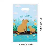 30/50/100pcs-Capybara Pattern Tote Bags, Cartoon Gift Bags, Cute Animal Theme Plastic Shopping Bags, Durable Plastic Gift Bags With Handles, Suitable For Baptismal Party Supplies, Birthday Party Packaging Bags, Anniversary Party Decoration