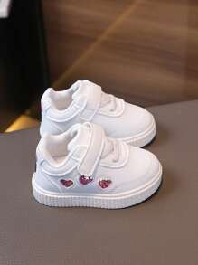 1 paire de chaussures de marche souples et confortables pour tout-petits, chaussures blanches simples pour enfants pour la vie quotidienne et les déplacements