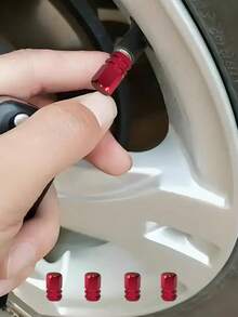汽车铝合金气门嘴盖，适用于汽车轮胎装饰 - 紅色 - 查看 7