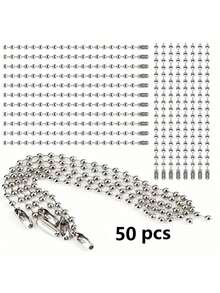 15/25/50/80/100 件可调节金属球链，4 英寸，带 2.4 毫米珠链连接器，钥匙扣标签链，适用于珠宝制作、DIY 工艺品、银/古银