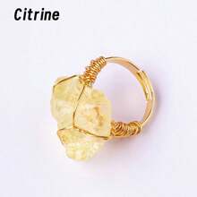1 pièce Bague en pierre de cristal brut naturel, bande ouverte réglable, bijoux faits main, style vacances élégant, cadeau unique aux textures irrégulières
