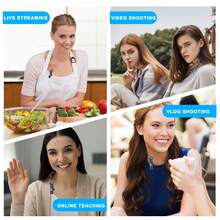 无线领夹式麦克风适用于手机 iPad TypeC 领夹式麦克风即插即用 2.4G 超低延迟内置降噪芯片 8 小时工作时间用于视频录制采访播客 Vlog - 黑色 - 查看 4