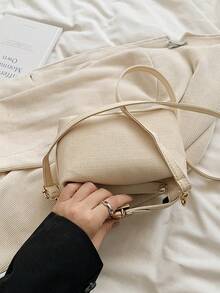 迷你时尚布艺手提包，休闲装饰单肩包，女士小方形斜挎包