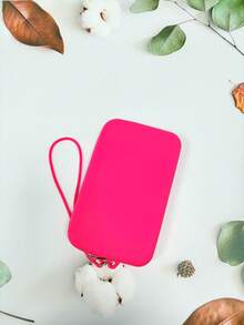 1 件硅胶材质多功能化妆收纳包，大容量收纳包，带抽绳的简约化妆包，便携式口红/硬币/数码/旅行包，防震耐压，耐热易清洁，美容化妆工具。